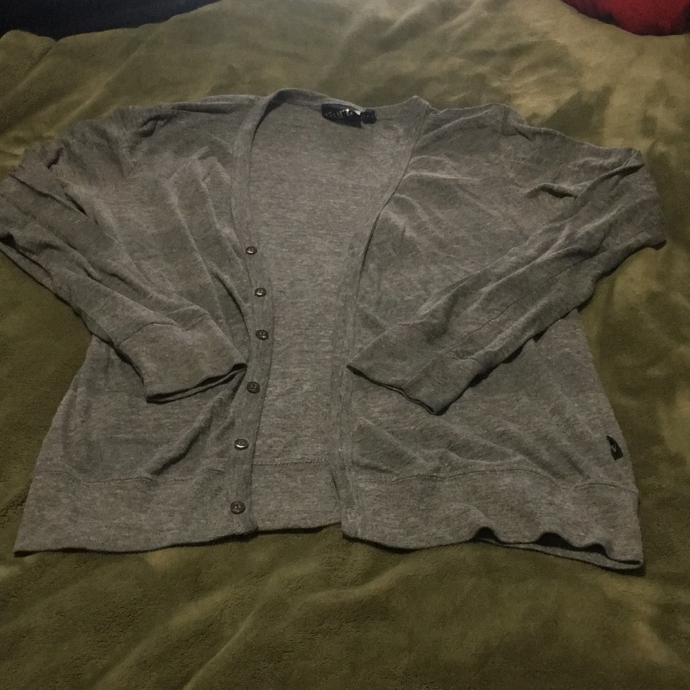 Gray striped light spring cardigan